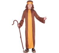 Smiffy's Kids Shepherd Costume - Nativity School Play - Brown - Size S (4-6 years)