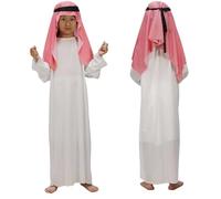 Shepherd Costume Kids Joseph Costume Soft Breathable Shepherd Outfit Set with Headscarf Generous Fit Innkeeper Nativity Fancy Dress for School Plays World Book Day Parties