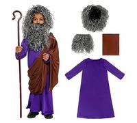 Shepherd Costume Kids Medieval Costume Festival Role Play Outfit Aged 3-12Y | Robe, Belt, Headpiece, Biblical, Boys Girls, Nativity Play, School Activity, Themed Party, Christmas Halloween Fancy Dress