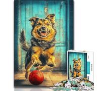 Shepherd Dog Playing with Ball Jigsaw Puzzles for Adults 1000 Piece Puzzle,Challenging Game And Family Play for Is Ideal As A Gift for The Whole Family (75x50cm)