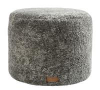 Shepherd - Frida Round Sheepskin Pouf, Grey Graphite - Grey Graphite