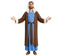 Shepherd Robe Adult Jesus Costume Saint Joseph Costume for Halloween | 100% Polyester, Lightweight, Biblical Nativity Shepherd Outfit Jesus Robe Halloween Costumes for Adults.