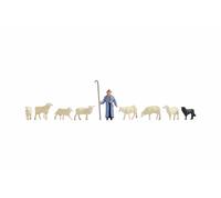 Shepherd & Sheep figures set TT gauge Noch 45748