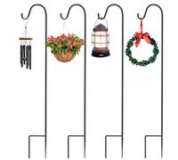 Shepherds Crook Hooks for Garden Lights, 4 Pack Adjustable Black Metal Stake Hangers Garden Heavy Duty Plant Hooks for Garden Lights Weddings Plant Baskets Lantern Bird, 100 cm/39.37 in