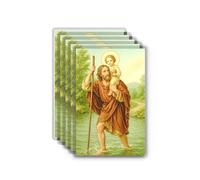 Shepherd's Grace Prayer to Saint Christopher Laminated Prayer Cards - Patron of Travelers - 5 Pack Catholic Holy Cards - Pocket Size Religious Prayer Cards for Protection, Safe Travel & Gifts
