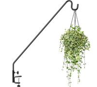 Shepherds Hook - Rotatable Bird Feeder Pole, Extended Deck Mount | Sturdy Hanging Arm with Clamp Base, Weather-Resistant Metal Hanger Holds Baskets, Wind Chimes, Outdoor Décor, Porch or Yard Use