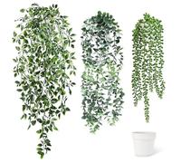 SHEPIN Pack of 3 Hanging Plants Artificial with Pot, 55-85 cm Artificial Plant Hanging, Artificial Hanging Plants Like Real Artificial Plants Plastic Plants Decoration for Indoor Outdoor Outdoor