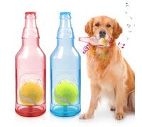 Shepinsky 2PCS Indestructible Squeaky Chew Dog Toys with Tennis Ball, Durable Puppy Boredom Doggo Toys for Playtime &Training, for Energetic Small Medium Large Pups(Blue+Red L)