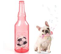Shepinsky Indestructible Dog Chew Toys with Squeaker and Football Inside, Durable Puppy Toys for Small Medium Dogs, Perfect for Playtime, Training, Birthday (Soccerbottle Red, S)