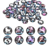 SHERCHPRY 100Pcs 12Mm Round Glass Cabochons with Zodiac Astrology Patterns, Flatback Printed Picture Dome Gems for DIY Necklace, Keychain and Pendant Crafting