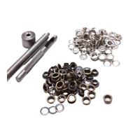 SHERCHPRY 100Pcs Eyelet Button Set with Tools, 5Mm Inner Diameter Brass Grommets in Antique Brass and Silver, Multipurpose Fasteners for Shoes, Clothing, Crafts and DIY Sewing Projects