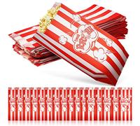 SHERCHPRY 100pcs Paper Treat Bags Striped Design for Popcorn Cookies and Candy Parties and Carnivals Fun and Versatile Snack Containers