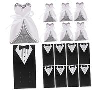 SHERCHPRY 100Pcs Wedding Favor Boxes Bride Groom Dress Candy Containers Portable Rustic Gift Box for Bridal Shower and Party Decorations