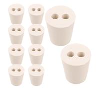 SHERCHPRY 10Pcs Conical Rubber Stopper with Two Holes, Solid Tapered Chemistry Flask Plugs, Leak-Proof Lab Rubber Bungs for Test Tubes and Laboratory Glassware Sealing