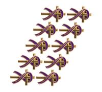SHERCHPRY 10pcs Purple Cross Ribbon Memorial Pin Brooch for Women and Men, Alloy Material with Sturdy Backing and Secure Fit, Elegant Design with Smooth Polished Finish, for Anniversaries