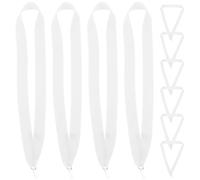 SHERCHPRY 10pcs White Polyester Medal Ribbons Triangle Clips, Sports Competition Medal Lanyards for Neck, Sturdy Award Hanging Ribbons for Sports Meetings and Parties
