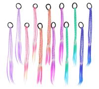 SHERCHPRY 12pcs Braided Ponytail Extensions with Elastic Ties Fluorescent Synthetic Hairpieces Lightweight Comfortable for Daily Wear and Stage Performances