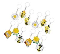 SHERCHPRY 12Pcs Cute Bee Keyring with Flower Design Stylish Backpack and Handbag Pendant Accessories Unique Bee Party Favors for Decorative and Find Keychains