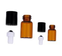 SHERCHPRY 12pcs Mini Glass Essential Oil Roller Bottles Set 1ml and 2ml Brown Empty Roll-on Bottles for Aromatherapy and Travel Random Style