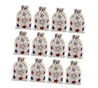 SHERCHPRY 12pcs Patriotic Drawstring Candy Bags with American Flag Star Design Party Favor Storage for July Independence Day Memorial Day Events