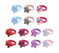 SHERCHPRY 14pcs Gradient Star Sequin Hair Bands Elastic Hair Ties for Women Gentle No Damage Rubber Bands with Stretch Secure Ponytail Holders