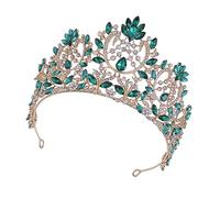 SHERCHPRY 1pc Baroque Style Vintage Rhinestone Bride Crown Luxurious Green Alloy Tiara for Weddings Photography Cosplay Special Occasions