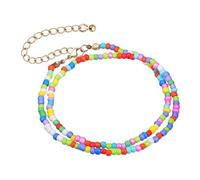 SHERCHPRY 1Pc Colorful Rice Bead Necklace for Women Simple Individual Character Beaded Jewelry Chic Single Layer Design for Parties Vacations and Special Events