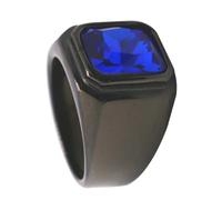 SHERCHPRY 1Pc Stainless Steel Gemstone Ring for Men Simple Design Glass Stone Ring Blue Elegant and Decent Accessory for Confident Individuals