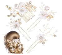 SHERCHPRY 1Set Bridal Hair Clips Floral Hairpins U Shaped Side Combs Elegant Wedding Hair Accessories for Women Multi Occasion Use for Brides and Bridesmaids