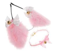SHERCHPRY 1Set Cute Cat Ears Headband with Lace Bells Neck Chain for Cosplay Birthday Parties and Christmas Events Cat Princess Hair Accessory for Women