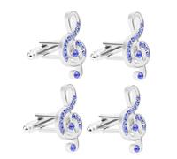SHERCHPRY 2 Pairs Rhinestone Music Note Cufflinks Mens Shirt Sleeve Buckle Buttons Elegant Uniform Accessory for Wedding Business Casual Events