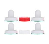 SHERCHPRY 2 Sets Air Hockey Pushers and Pucks Replacement 60mm White Plastic Pushers Flocked Pads and 51mm Red White round Air Hockey Pucks for Game Room