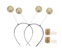 SHERCHPRY 2 Sets Glitter Ball Boppers Headband Lightweight Martian Antenna Headpiece for Masquerade Party Costume Detailed Alien Accessory Comfortable Fit