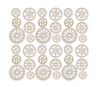 SHERCHPRY 200pcs Wooden Mechanical Wheels Unfinished Wooden Cogwheels Khaki Wood DIY Possibilities Enhancing Hands-on Skills Trendy Steampunk Vintage Style Family Crafting Random Style