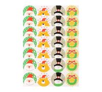 SHERCHPRY 20Pcs 3.5Cm Christmas Snowman Wreath Stickers Round Seal Labels for Holiday Packaging and Decoration, Christmas Theme Sticky Decor for Crafts and Bottles