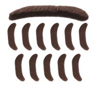 SHERCHPRY 20pcs Brown Fake Mustache and Beard Costume Set, Realistic Facial Hair Props for Men’s Pirate Cosplay and Halloween Party Accessories