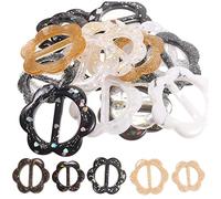 SHERCHPRY 20Pcs Scarf Buckle Ring Resin T Shirt Tie Clips for Women for Weddings and Parties Enhance Your Body Shape Mixed Floral Designs Inner Diameter
