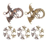 SHERCHPRY 20pcs Vintage Alloy Chinese Mythical Dragon Pendant Charms with Wings, Antique Blue and Red Necklace Pendants Set for Women’s Neck Chain Jewelry DIY