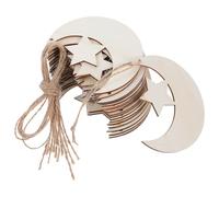 SHERCHPRY 20pcs Wooden Moon Star Cutouts for DIY Crafts, Unfinished Rustic Wood Shapes with Rope, Suitable for Nursery Decor and Enhancing Parent Interaction