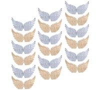 SHERCHPRY 24pcs Angel Wing Appliques for Sewing DIY Party Decorations, Silver and Gold Fabric Wings, Clothes and Bag Embellishments Craft Set