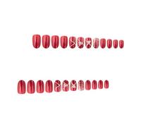 SHERCHPRY 24pcs Detachable Christmas Red Full Cover False Nails Tips Glue, Press-On Nail Art Set for Women Holiday Manicure