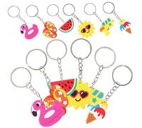 SHERCHPRY 24Pcs Hawaiian Beach Party Key Chain Ornaments Cute Purse Charms with Sun Flamingo Ice Watermelon and Water Gun Designs for