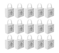 SHERCHPRY 25Pcs White Christian Cross Boxes with Handles - Small First Communion Favor Bags for Baptism, Christening, and Church Holiday Party Favors