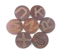 SHERCHPRY 26pcs 30mm Wood Alphabet Slices Set, 7mm Thick Engraved Round Wood Slice Craft Pieces, Coffee Color for DIY Woodcrafts and Educational Projects
