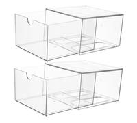 SHERCHPRY 2pcs Acrylic Makeup Organizer Storage Boxes Lids Stackable Drawers for Bathroom Kitchen Vanity Medicine Jewelry