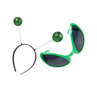 SHERCHPRY 2pcs Alien Antenna Headband and Plastic Glasses for Adults Comfortable Space Costume Accessories for Halloween Party Masquerade and Fancy Dress Green Alien Theme