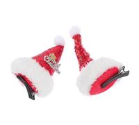 SHERCHPRY 2Pcs Christmas Hat Hairpins Festive Xmas Hair Ornaments for Eco-friendly Material Bright Color Adorable Party Accessories for Holiday Decor