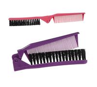 SHERCHPRY 2pcs Compact Folding Hair Brush Portable Travel Hair Comb Deep Purple for Go Styling and Easy Storage