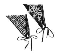 SHERCHPRY 2pcs Crochet Bandana Headband Gothic Skull Soft Knitted Triangle Headscarf for Halloween Versatile Hair Accessories for Women