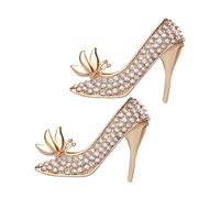 SHERCHPRY 2pcs Crystal High Heel Shoe Brooch Pins for Women Sparkling Rhinestone Decorative Badge Charms Lightweight Lapel Pins for Dress Suit Shawl Backpacks Versatile Fashion Jewelry
